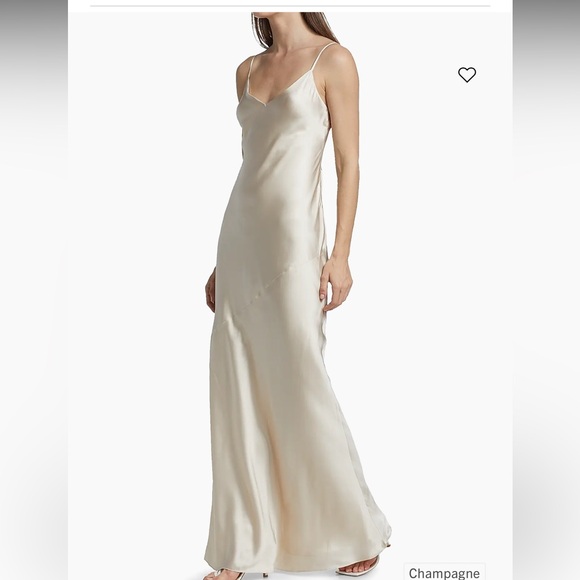 L'AGENCE Serita Silk Slip Maxi Dress Size 2 New with Imperfect Champagne